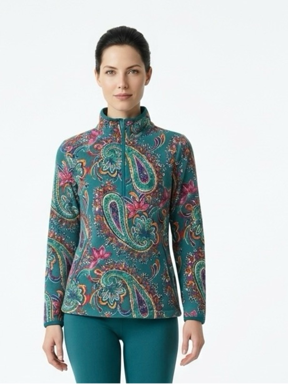 T By Talbots Women Paisley Activewear Jacket ~Multicolor ~ Size Sp